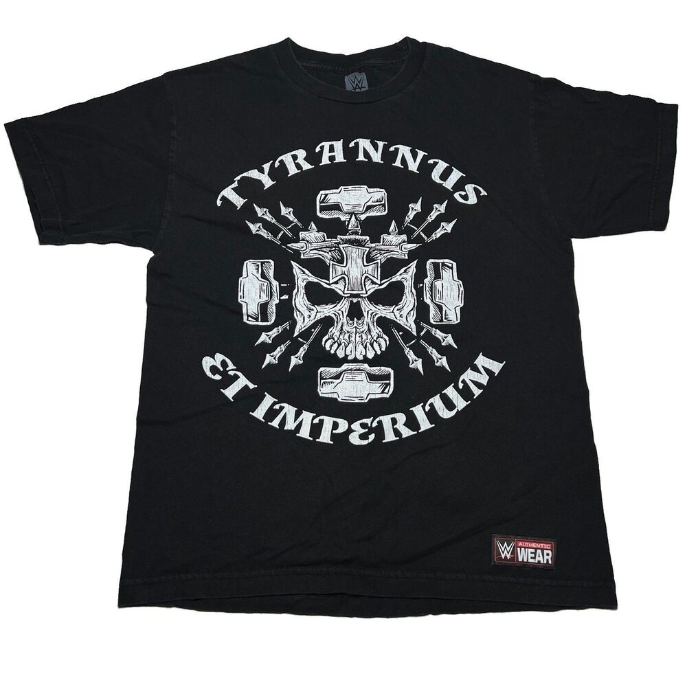 WWE Authentic Triple H Tyrannus Et Imperium T-Shirt Skull Sledgehammer Wrestling